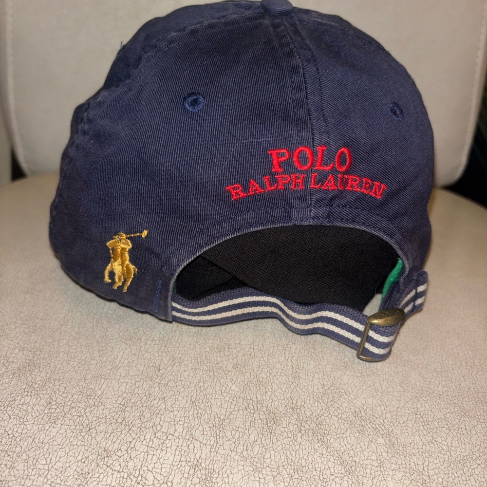 Polo Ralph Lauren Navy Baseball Cap with Green & White Stripe and Crest - Picture 4 of 10